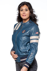 Carroll Shelby Cobra Women leather jacket royal blue
